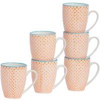 Nicola Spring Hand-printed Mug - 330Ml - Orange - Pack Of 6