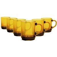 Duralex Versailles Glass Coffee Mugs - 260Ml - Amber - Pack Of 6, Yellow