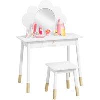 Aiyaplay Kids Dressing Table With Mirror And Stool, Drawer, Cloud Design, White