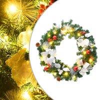 vidaXL Christmas Wreath with LED Lights Green 60 cm PVC, Green