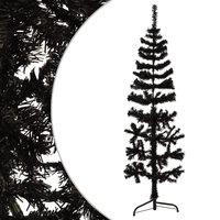 Vidaxl Slim Artificial Half Christmas Tree With Stand Black 120 Cm, Black