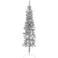 Vidaxl Slim Artificial Half Christmas Tree With Stand Silver 150 Cm, Silver