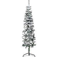 Vidaxl Slim Artificial Half Christmas Tree With Flocked Snow 150 Cm, Green