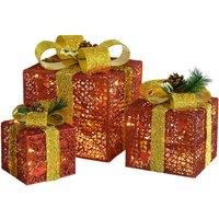 vidaXL Decorative Christmas Gift Boxes 3 pcs Red Outdoor Indoor, Red
