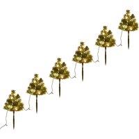 vidaXL Christmas Pathway Trees 6 pcs with Warm White LEDs 45 cm PVC, Green