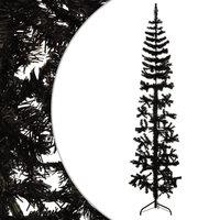 Vidaxl Slim Artificial Half Christmas Tree With Stand Black 180 Cm, Black