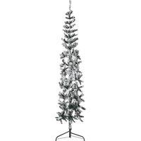 Vidaxl Slim Artificial Half Christmas Tree With Flocked Snow 210 Cm, Green