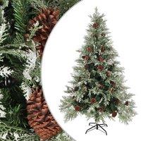 Vidaxl Christmas Tree With Pine Cones Green And White 120 Cm Pvc&pe, Green