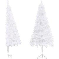 Vidaxl Corner Artificial Christmas Tree White 210 Cm Pvc, White