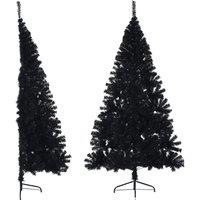 Vidaxl Artificial Half Christmas Tree With Stand Black 240 Cm Pvc, Black