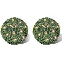 vidaXL Boxwood Ball Artificial Leaf Topiary Ball 35 cm Solar LED String 2 pcs, Green