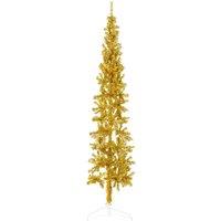 Vidaxl Slim Artificial Half Christmas Tree With Stand Gold 210 Cm, Gold