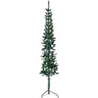 Vidaxl Slim Artificial Half Christmas Tree With Stand Green 210 Cm, Green