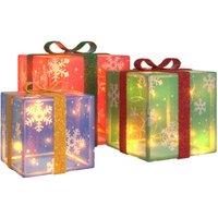 vidaXL Lighted Christmas Boxes 3 pcs 64 LEDs Warm White, White