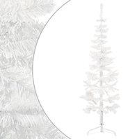 Vidaxl Slim Artificial Half Christmas Tree With Stand White 150 Cm, White