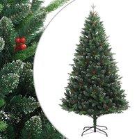 Vidaxl Artificial Hinged Christmas Tree With Red Berries 240 Cm, Green