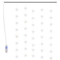 vidaXL LED Star Curtain Fairy Lights 200 LED Cold White 8 Function, White