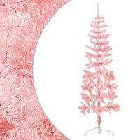 Vidaxl Slim Artificial Half Christmas Tree With Stand Pink 180 Cm, Pink