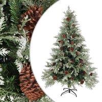 Vidaxl Christmas Tree With Pine Cones Green And White 150 Cm Pvc&pe, Green