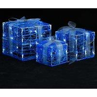 vidaXL Decorative Acrylic Christmas Gift Boxes 3 pcs Cold White, Blue