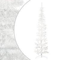 Vidaxl Slim Artificial Half Christmas Tree With Stand White 210 Cm, White