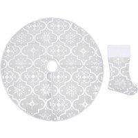 Vidaxl Lux Christmas Tree Skirt With Sock White 90 Cm Fabric, White