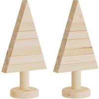 Vidaxl Wooden Christmas Trees For Decoration 2 Pcs 30 Cm Solid Wood Pine, Multi