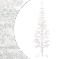 Vidaxl Slim Artificial Half Christmas Tree With Stand White 120 Cm, White