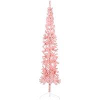 Vidaxl Slim Artificial Half Christmas Tree With Stand Pink 210 Cm, Pink