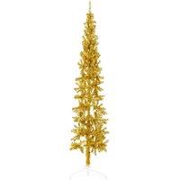 Vidaxl Slim Artificial Half Christmas Tree With Stand Gold 180 Cm, Gold