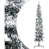 Vidaxl Slim Artificial Half Christmas Tree With Flocked Snow 240 Cm, Green
