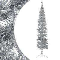 Vidaxl Slim Artificial Half Christmas Tree With Stand Silver 240 Cm, Silver