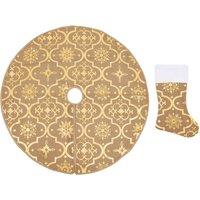 Vidaxl Lux Christmas Tree Skirt With Sock Yellow 150 Cm Fabric, Yellow