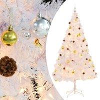 vidaXL Artificial Christmas Tree with Baubles and LEDs White 210 cm, White