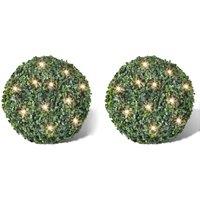 vidaXL Artificial Leaf Topiary Ball 27 cm Solar LED String 2 pcs, Green