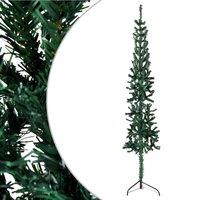 Vidaxl Slim Artificial Half Christmas Tree With Stand Green 180 Cm, Green