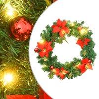 vidaXL Christmas Wreath with LED Lights Green 60 cm PVC, Green