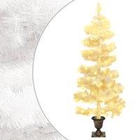 vidaXL Swirl Christmas Tree with Pot and LEDs White 120 cm PVC, White