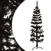 Vidaxl Slim Artificial Half Christmas Tree With Stand Black 150 Cm, Black