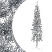 Vidaxl Slim Artificial Half Christmas Tree With Stand Silver 120 Cm, Silver