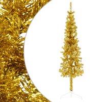 Vidaxl Slim Artificial Half Christmas Tree With Stand Gold 120 Cm, Gold