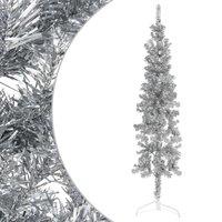 Vidaxl Slim Artificial Half Christmas Tree With Stand Silver 180 Cm, Silver