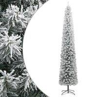 Vidaxl Slim Christmas Tree With Stand And Flocked Snow 300 Cm Pvc, White