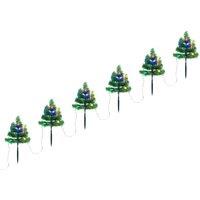 vidaXL Christmas Pathway Trees 6 pcs with Multicolour LEDs 45 cm PVC, Green