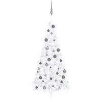 vidaXL Artificial Half Christmas Tree with LEDs&Ball Set White 240 cm, White