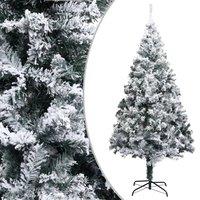 Vidaxl Artificial Christmas Tree With Flocked Snow Green 240 Cm Pvc, Green