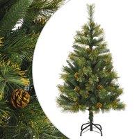 Vidaxl Artificial Hinged Christmas Tree With Cones 120 Cm, Green