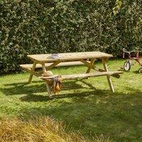 Cerland Romane Wooden Picnic Table with Folding Benches 6ft, Brown