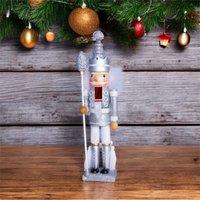 St Helens 40Cm Glitter Nutcracker Soldier - Silver, Silver
