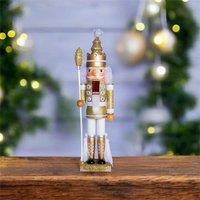 St Helens 40Cm Glitter Nutcracker Soldier - Gold, Gold